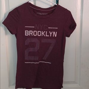 aéro nyc brooklyn 27 shirt, burgundy color